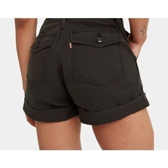Levi's A09830001 Women's Sz 30 Black Ribcage Hi-Waist Utility Cuffed Shorts $80 - Picture 7 of 7